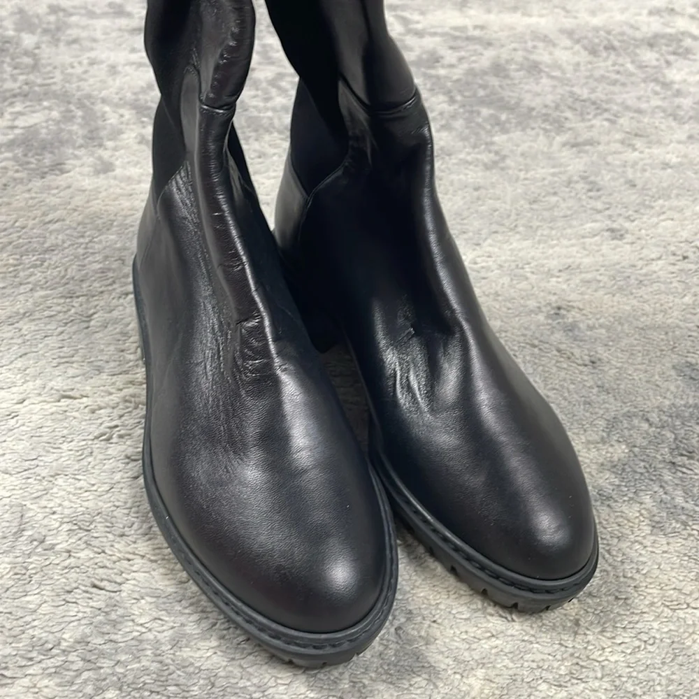 New Stuart Weitzman The City Boot Over the Knee Black Leather Sz 4